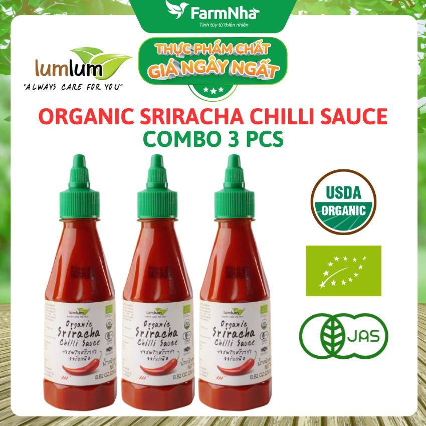 (Combo 3) Tương Ớt Sriracha Hữu Cơ Lumlum 250g – Organic Sriracha Chilli Sauce