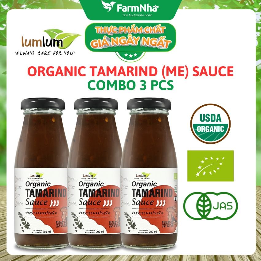 (Combo 3) Sốt Me Thái Hữu Cơ Lumlum 200ml Tamarind Sauce - Hương Vị Tinh Tế Từ Thái Lan