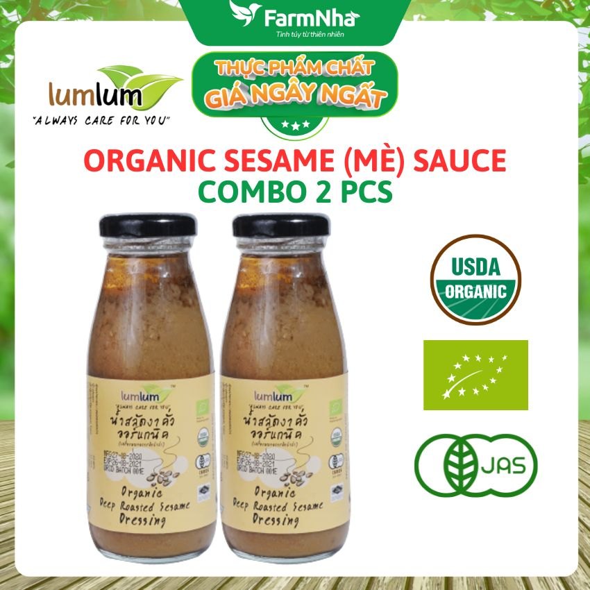 (Combo 2) Sốt Mè Rang Hữu Cơ 175ml Lumlum Organic Deep Roasted Sesame Dressing - Hương Vị Châu Á Tuyệt Hảo