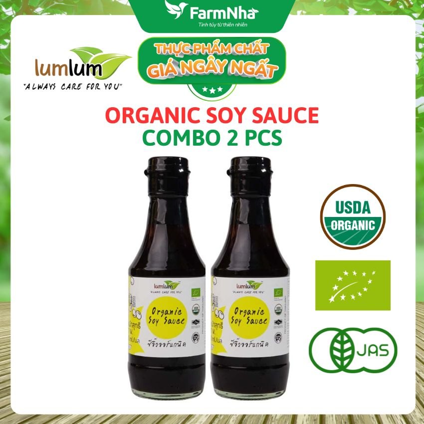 (Combo 2) Nước Tương Đậu Nành Hữu Cơ Lumlum 200ml - Organic Soy Sauce Hương Vị Tự Nhiên Từ Thái Lan