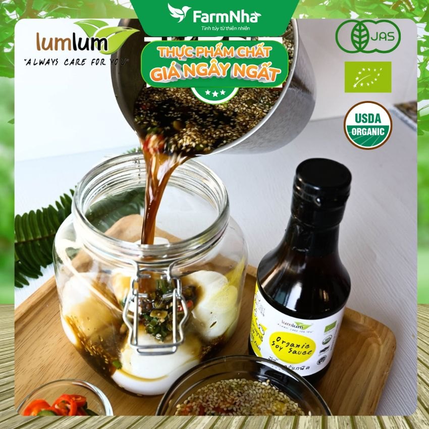 (Combo 3) Nước Tương Đậu Nành Hữu Cơ Lumlum 200ml - Organic Soy Sauce Hương Vị Tự Nhiên Từ Thái Lan