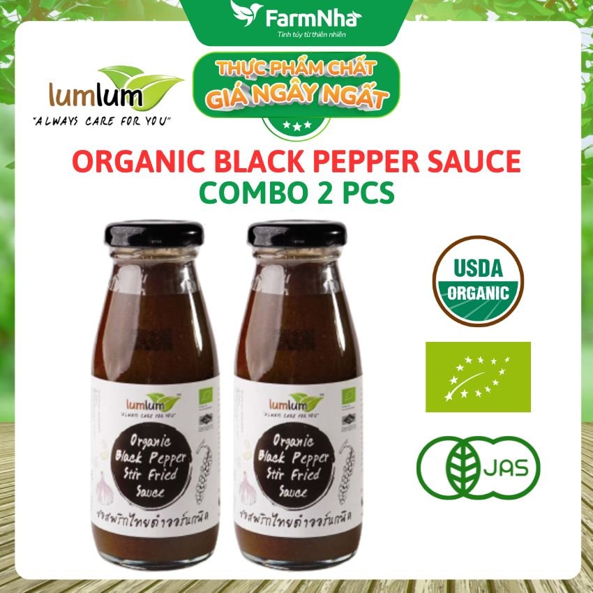 (Combo 2) Sốt Tiêu Đen Hữu Cơ Lumlum 200g – Organic Black Pepper Stir Fried Sauce - Hương Vị Tinh Tế Từ Thái Lan