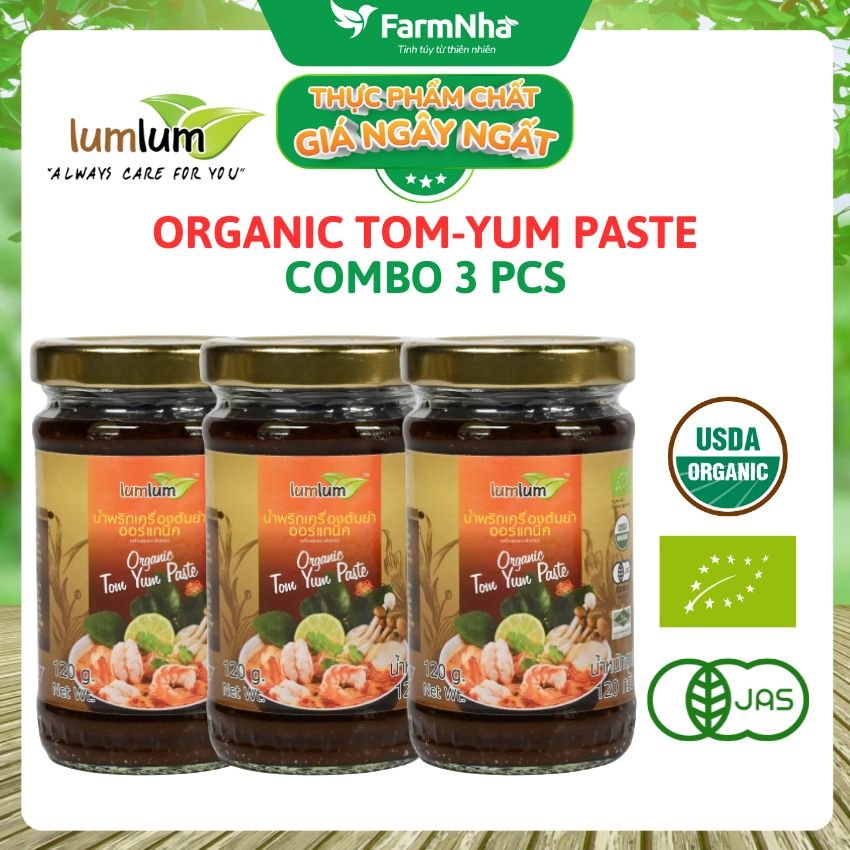 (Combo 3) Sốt Tom Yum hữu cơ 120g Lumlum Organic Tom Yum Sauces - Hương Vị Thái Lan Tinh Khiết