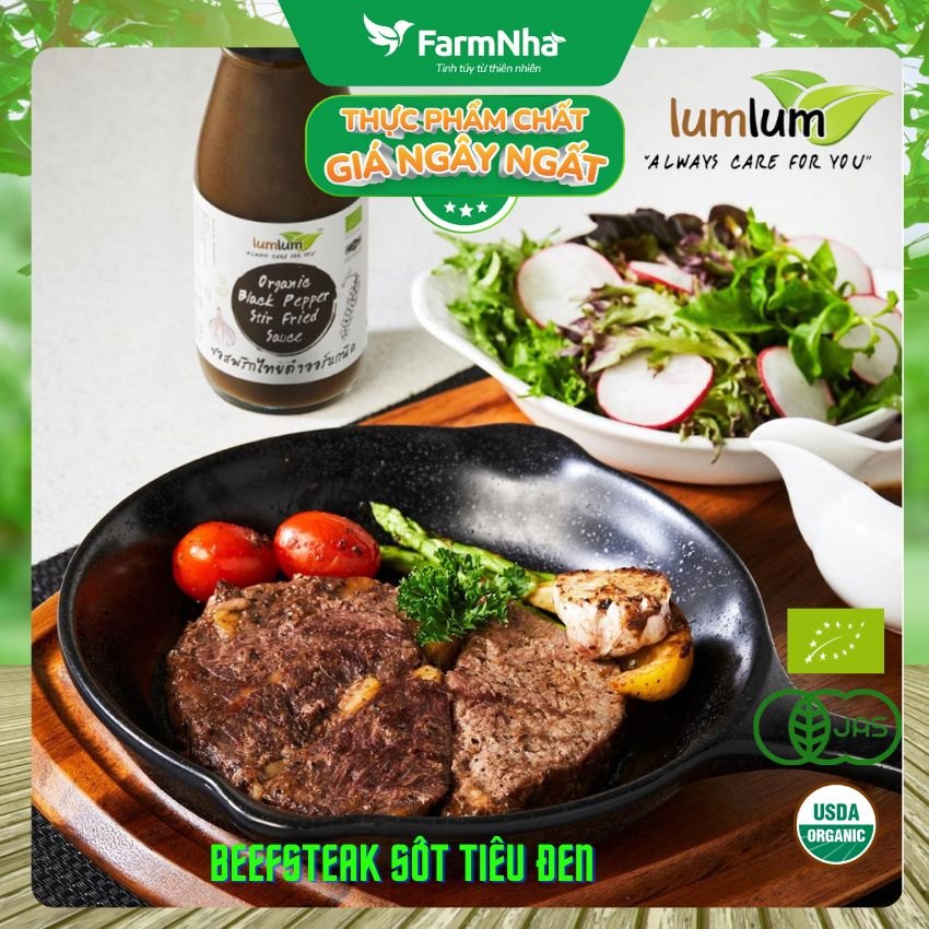 (Combo 2) Sốt Tiêu Đen Hữu Cơ Lumlum 200g – Organic Black Pepper Stir Fried Sauce - Hương Vị Tinh Tế Từ Thái Lan