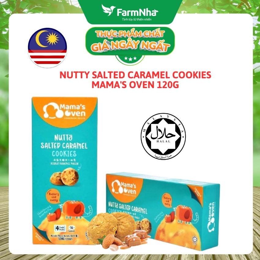 Bánh Mama's Oven Nutty Salted Caramel Cookies 120g - Bánh Quy Có Hạt Vị Mặn và Ngọt Ngào từ Caramel