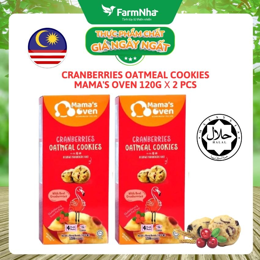 (Combo 2) Bánh Mama's Oven Cranberries Oatmeal Cookies 120g - Bánh Quy Yến Mạch và Nam Việt Quất