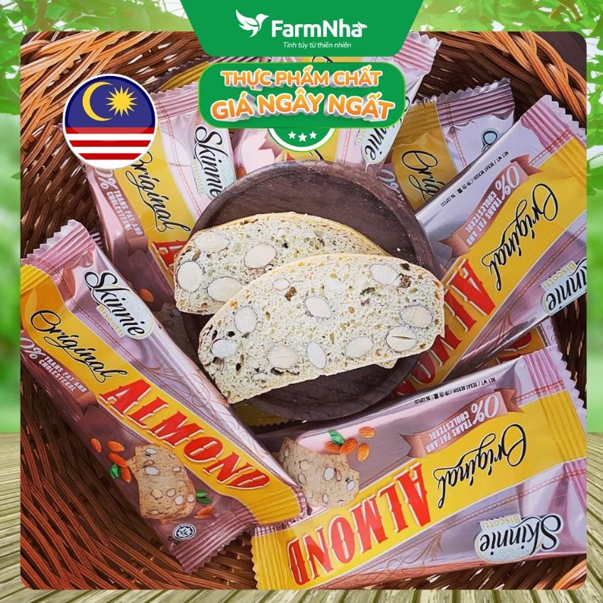 (Combo 3) Bánh Skinnie Biscotti Original Almond 135g - Giòn Tan Hương Vị Hạnh Nhân Nguyên Bản