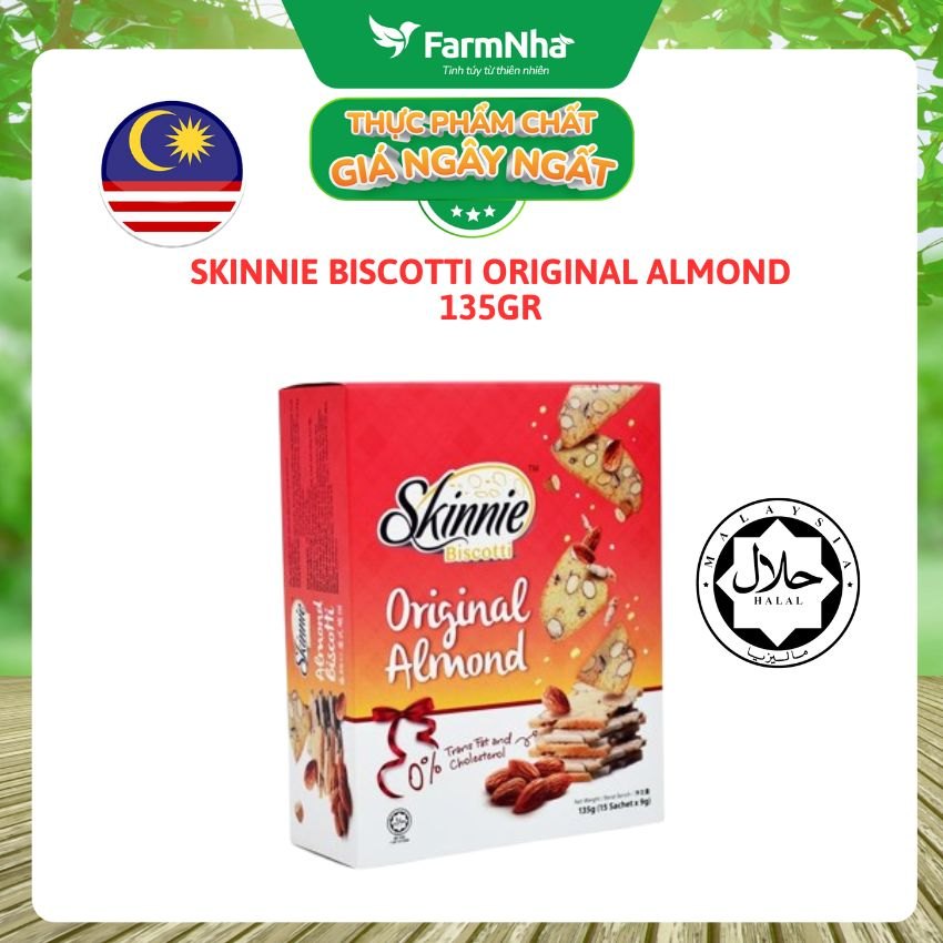 Bánh Quy Skinnie Biscotti Original Almond 135g - Giòn Tan Hương Vị Hạnh Nhân Nguyên Bản