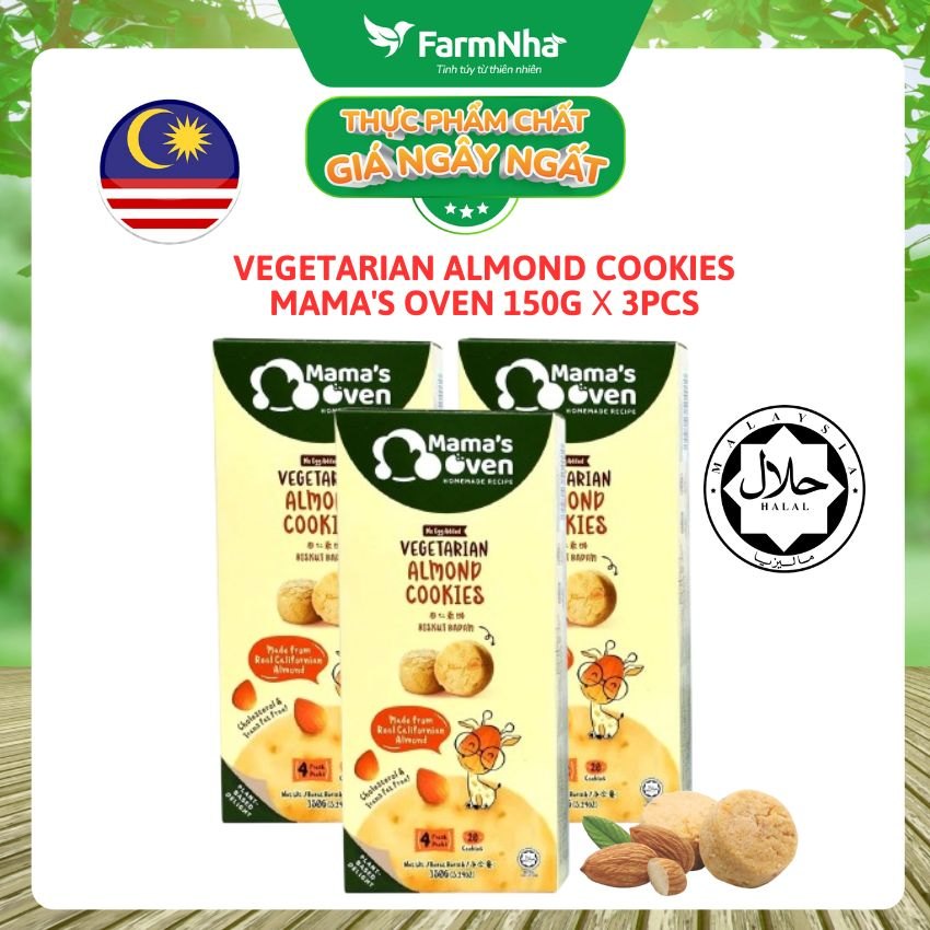 (Combo 2) Bánh Mama's Oven Vegetarian Almond Cookies 150g - Bánh Chay Hạnh Nhân Thanh đạm và lành mạnh