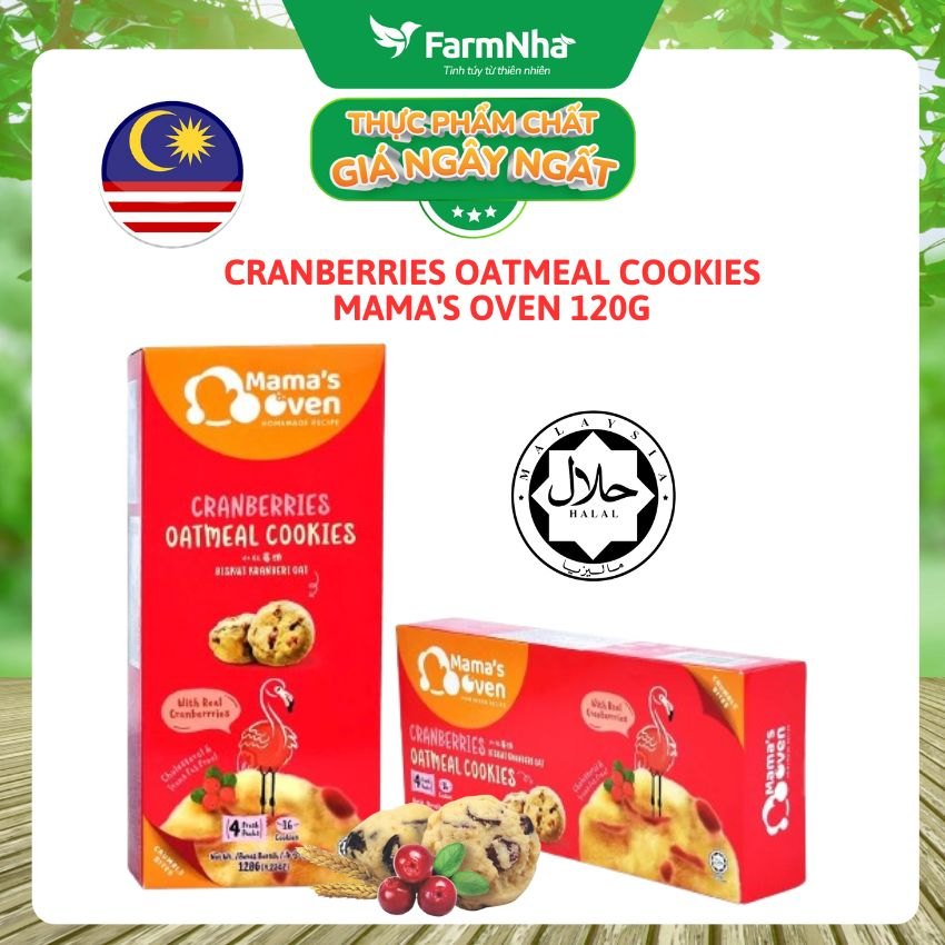 Bánh Mama's Oven Cranberries Oatmeal Cookies 120g - Bánh Quy Yến Mạch và Nam Việt Quất