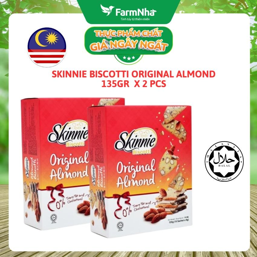 Bánh Quy Skinnie Biscotti Original Almond 135g - Giòn Tan Hương Vị Hạnh Nhân Nguyên Bản