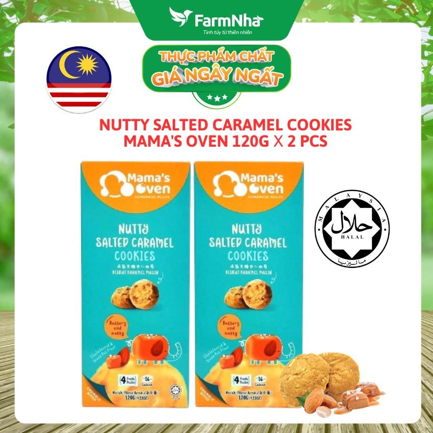 Bánh Mama's Oven Nutty Salted Caramel Cookies 120g - Bánh Quy Có Hạt Vị Mặn và Ngọt Ngào từ Caramel