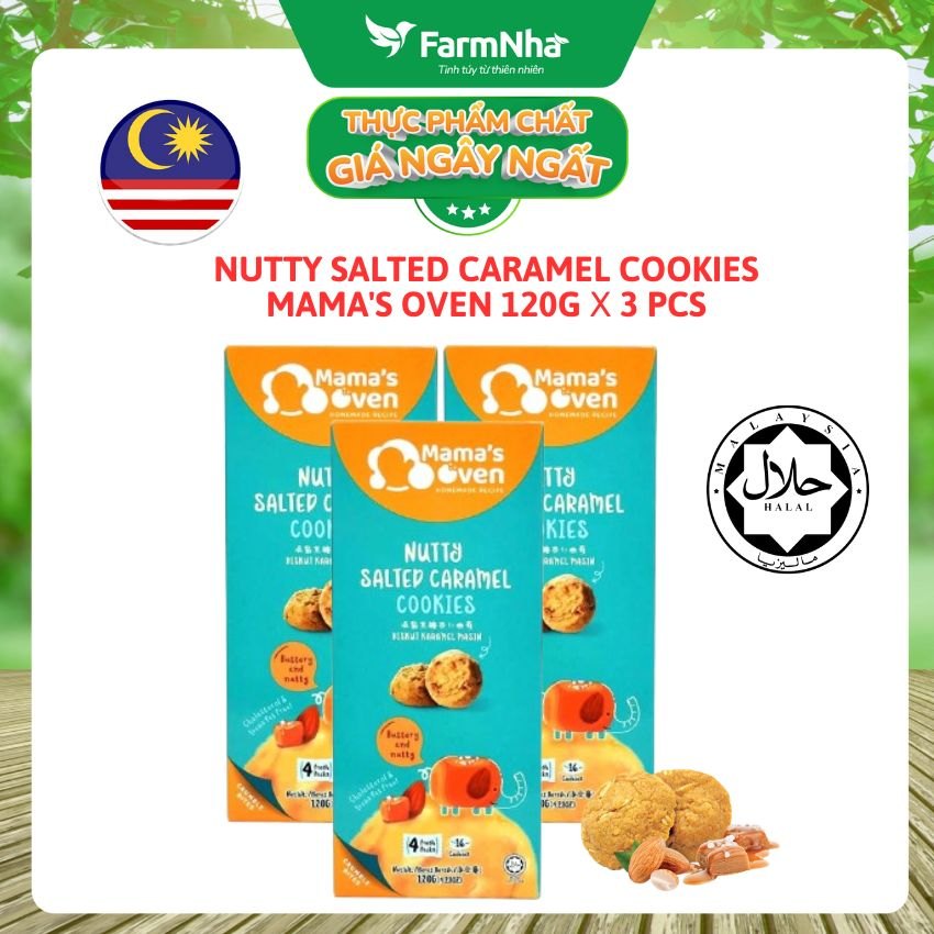 Bánh Mama's Oven Nutty Salted Caramel Cookies 120g - Bánh Quy Có Hạt Vị Mặn và Ngọt Ngào từ Caramel