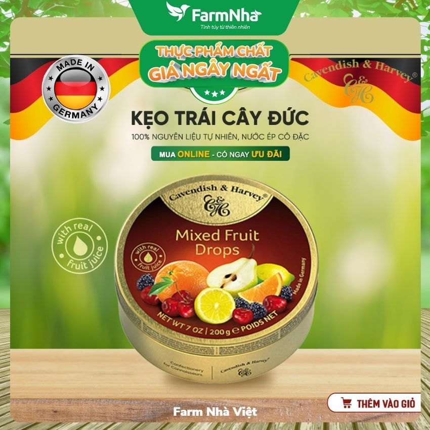 (Combo 3 hộp) Kẹo trái cây Cavendish & Harvey vị ALL FRUIT 200gr - Sản phẩm nhập khẩu từ Đức