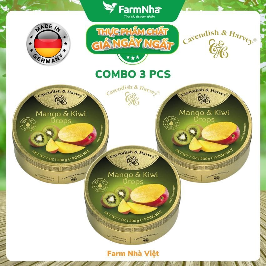 (Combo 2 hộp) Kẹo trái cây Cavendish & Harvey Vị Mango Kiwi 200g - Hương vị tuyệt vời từ Đức