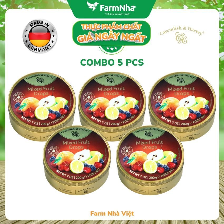 (Combo 5 hộp) Kẹo trái cây Cavendish & Harvey vị ALL FRUIT 200gr - Sản phẩm nhập khẩu từ Đức