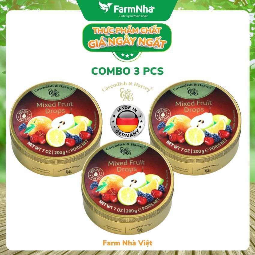 (Combo 3 hộp) Kẹo trái cây Cavendish & Harvey vị ALL FRUIT 200gr - Sản phẩm nhập khẩu từ Đức