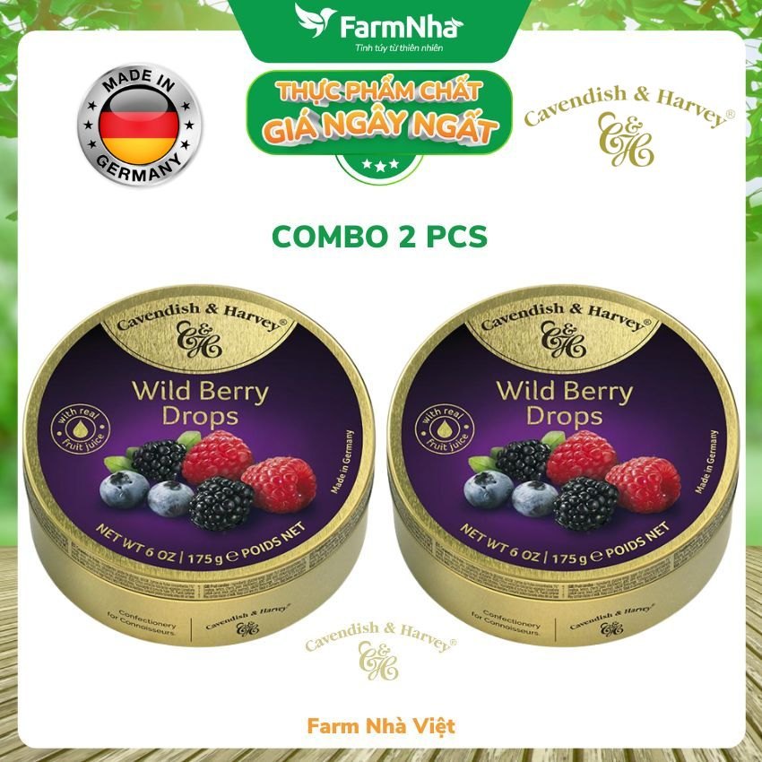 (Combo 2 hộp) Kẹo trái cây Cavendish & Harvey Vị Wild Berry 175g - Hương vị tuyệt vời đến từ Đức