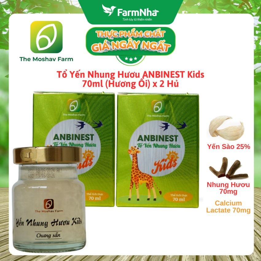 (Combo 2) Tổ Yến Nhung Hươu ANBINEST Kids 70ml – Dinh Dưỡng Vượt Trội Cho Trẻ Em Phát Triển Toàn Diện