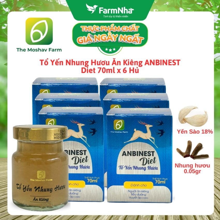 (Combo 6) Tổ Yến Nhung Hươu Ăn Kiêng ANBINEST Diet 70ml – Lựa Chọn Hoàn Hảo Cho Người Ăn Kiêng