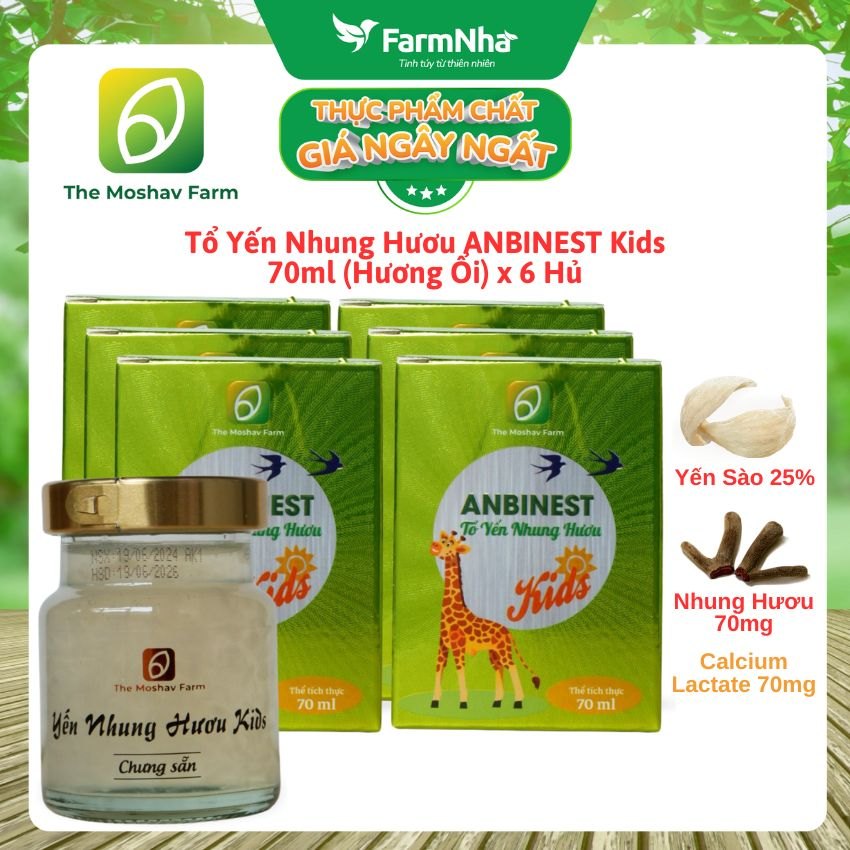 (Combo 6) Tổ Yến Nhung Hươu ANBINEST Kids 70ml – Dinh Dưỡng Vượt Trội Cho Trẻ Em Phát Triển Toàn Diện