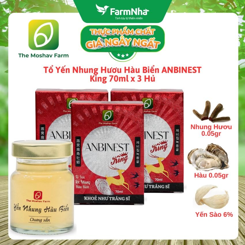 (Combo 3) Tổ Yến Nhung Hươu Hàu Biển ANBINEST King 70ml – Sức Mạnh Sinh Lực Cho Phái Mạnh