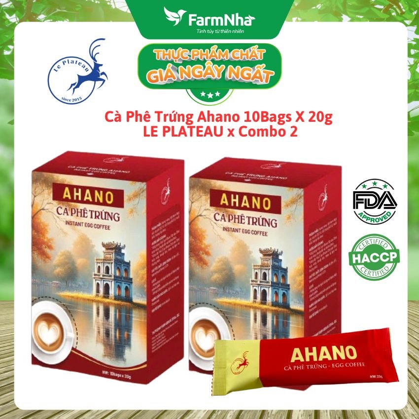 Cà Phê Trứng AHANO 10 Bags x 20g Le Plateau – Đậm Đà, Tiện Lợi, Tinh Hoa Hương Vị Hà Nội