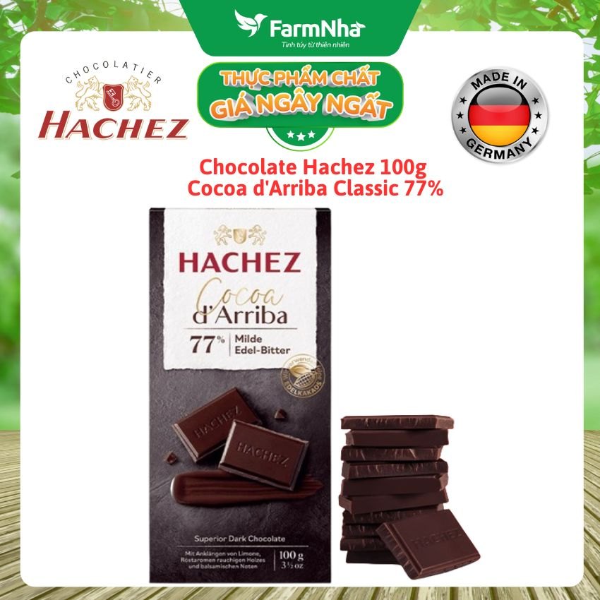 Sôcôla Hachez 100g Cocoa d'Arriba Classic 77% - Sô Cô La Đen Cao Cấp Thượng Hạng Đến Từ Germany