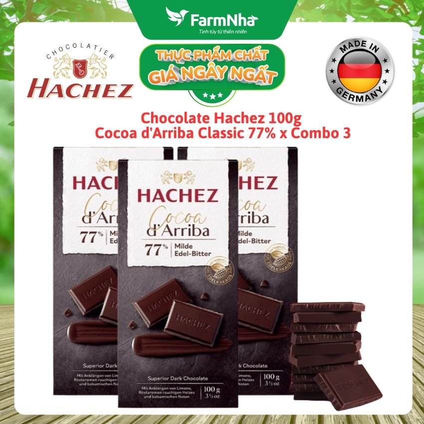 Sôcôla Hachez 100g Cocoa d'Arriba Classic 77% - Sô Cô La Đen Cao Cấp Thượng Hạng Đến Từ Germany