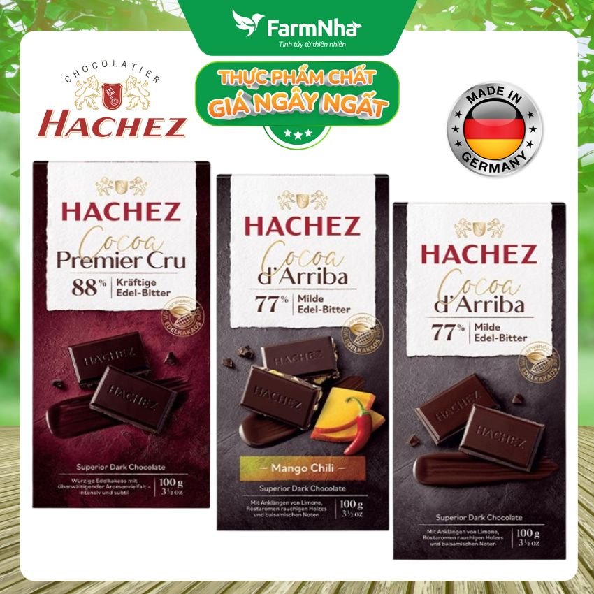 (Combo 2) Socola Hachez 100g Cocoa d'Arriba 77% Mango Chili – Sô Cô La Đen với Hương Vị Xoài Ớt Độc Đáo từ Germany