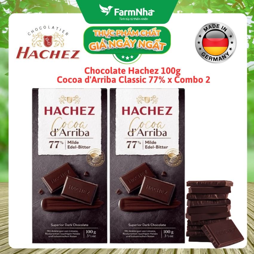 Sôcôla Hachez 100g Cocoa d'Arriba Classic 77% - Sô Cô La Đen Cao Cấp Thượng Hạng Đến Từ Germany