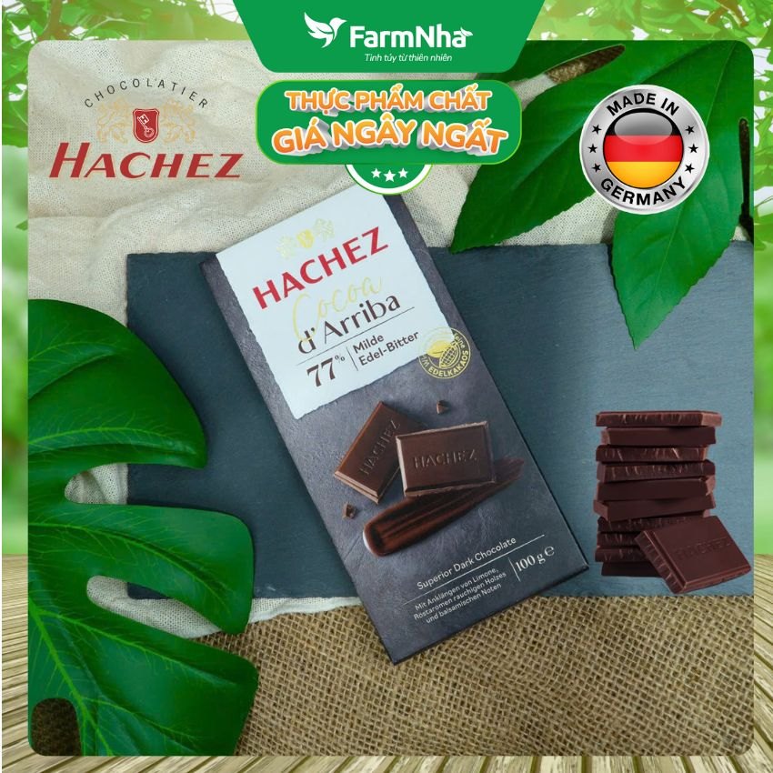 Sôcôla Hachez 100g Cocoa d'Arriba Classic 77% - Sô Cô La Đen Cao Cấp Thượng Hạng Đến Từ Germany