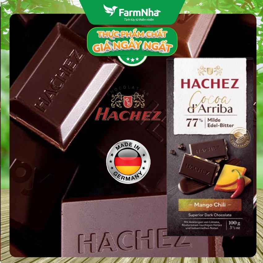 (Combo 2) Socola Hachez 100g Cocoa d'Arriba 77% Mango Chili – Sô Cô La Đen với Hương Vị Xoài Ớt Độc Đáo từ Germany