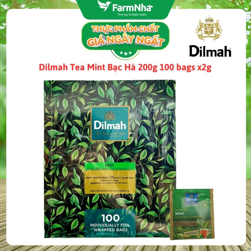 Trà Dilmah Mint Hương Bạc Hà Túi Lọc 200g 100 Túi x 2g Túi Bạc Riêng Biệt - Hương Vị Tươi Mát, Thư Giãn Tuyệt Vời