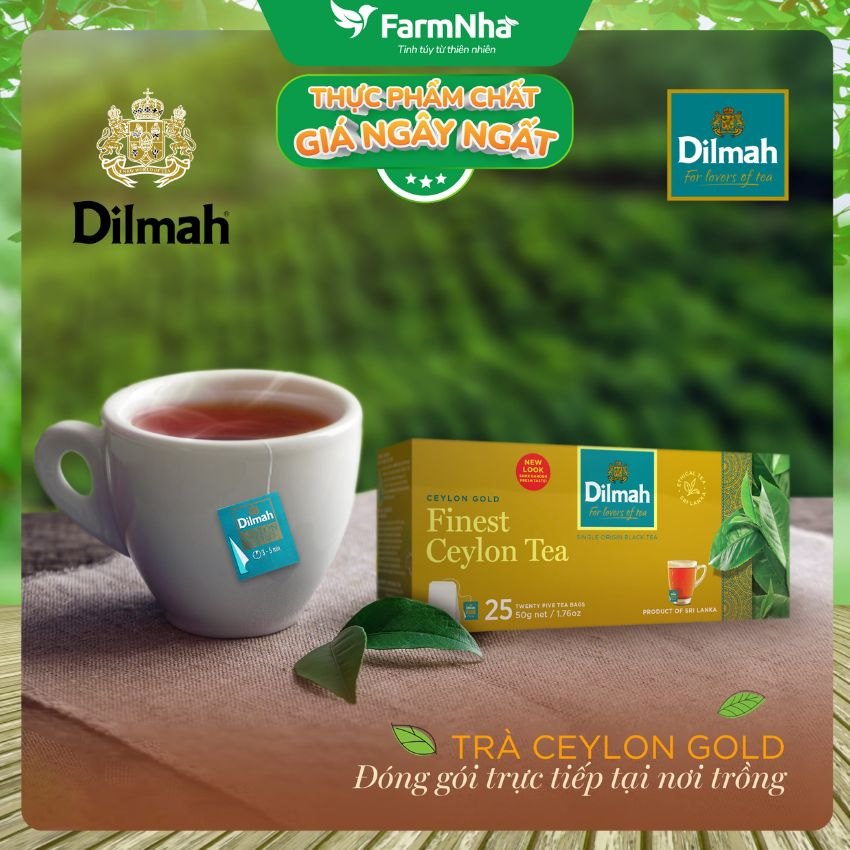 (Combo 3) Trà Dilmah Ceylon Gold Finest Ceylon Tea 50g (25 Túi x 2g) - Hương Vị Trà Đen Cao Cấp