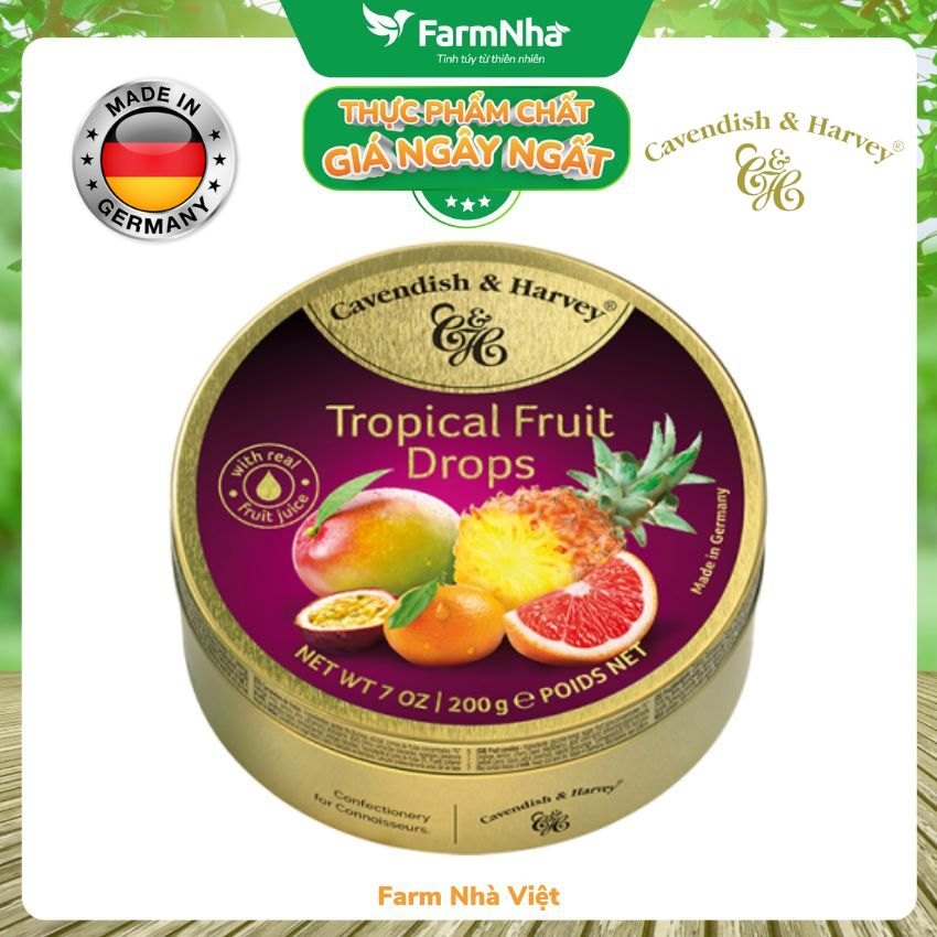 Kẹo trái cây Cavendish & Harvey vị TROPICAL FRUIT 200gr - Hương vị tự nhiên tuyệt vời từ Đức