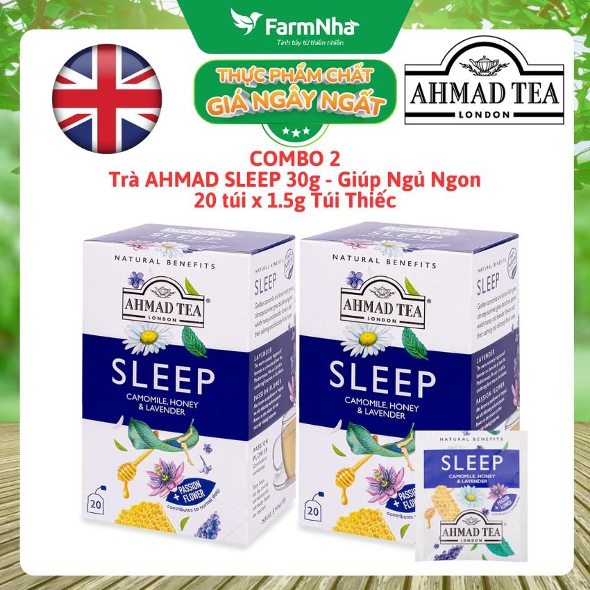 (Combo 2) Trà AHMAD Sleep 30g 20túix1.5g Túi Thiếc | Hỗ Trợ Giấc Ngủ Ngon, Không Caffeine