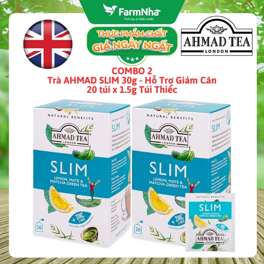 (Combo 2) Trà AHMAD Slim 30g 20túix1.5g Túi Thiếc | Hỗ Trợ Giữ Dáng, Thanh Lọc Cơ Thể