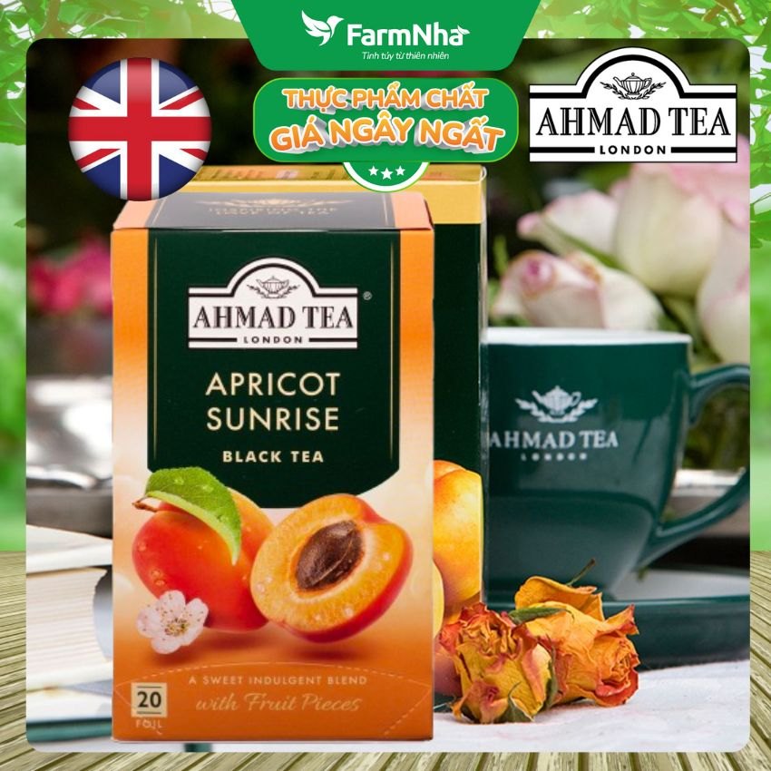 Trà Ahmad Apricot Sunrise 40g 20 túi x 2 | Trà Đen Anh Quốc Hương Mơ Chín, Đậm Đà