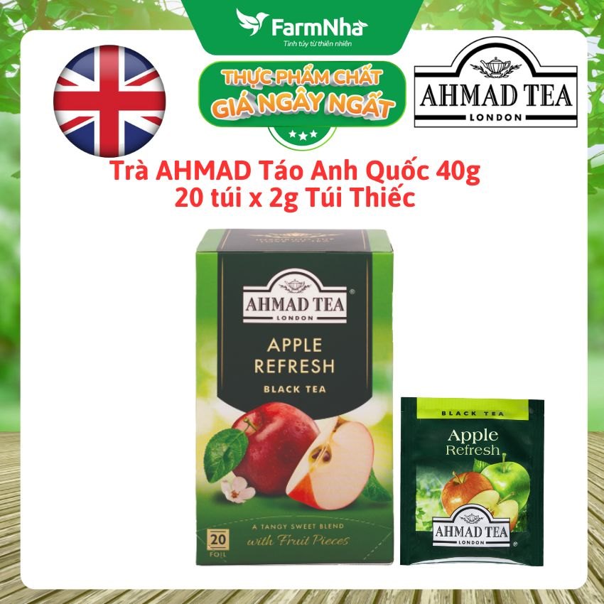 (Combo 2) Trà Ahmad Apple Regresh 40g 20 túi x 2g | Trà Đen Anh Quốc Hương Táo, Đậm Đà & Sảng Khoái