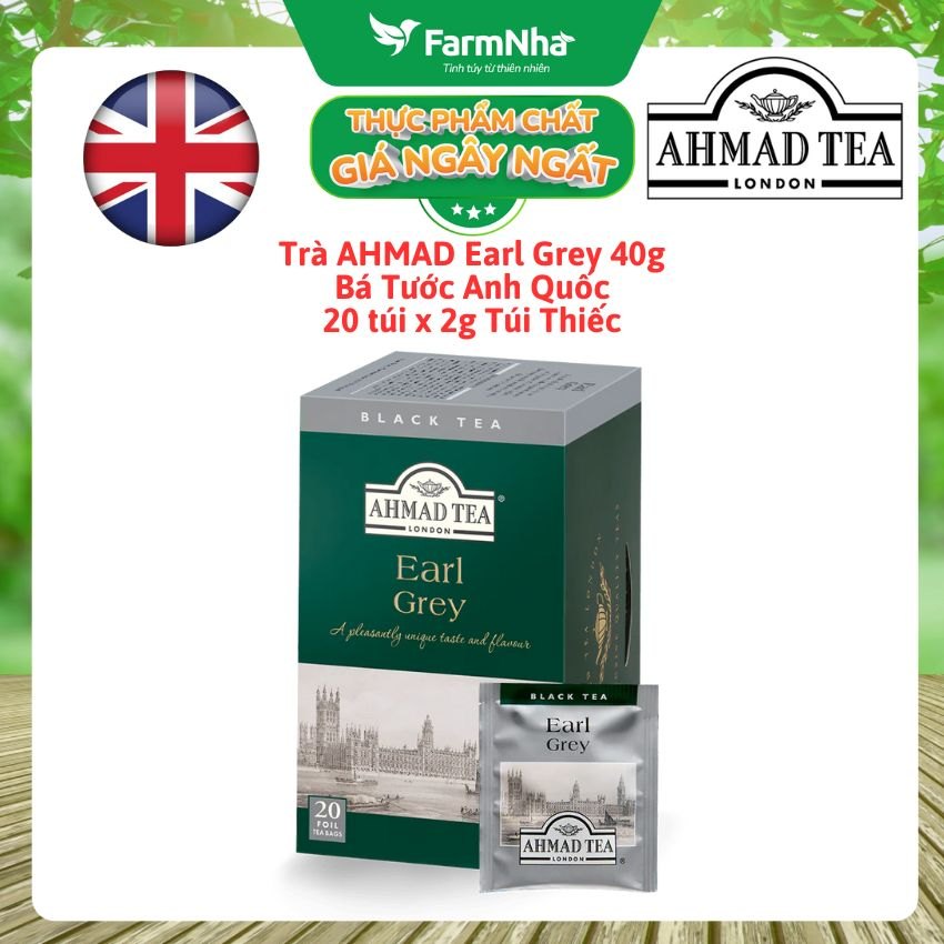 Trà AHMAD Earl Grey 40g 20x2g Túi Thiếc - Trà Bá Tước Hương Cam Bergamot Tuyệt Vời