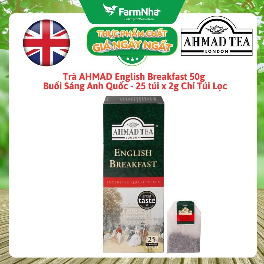 Trà Ahmad English Breakfast 50g 25túix2g Túi lọc - Đậm Đà Chuẩn Vị Buổi Sáng Anh Quốc