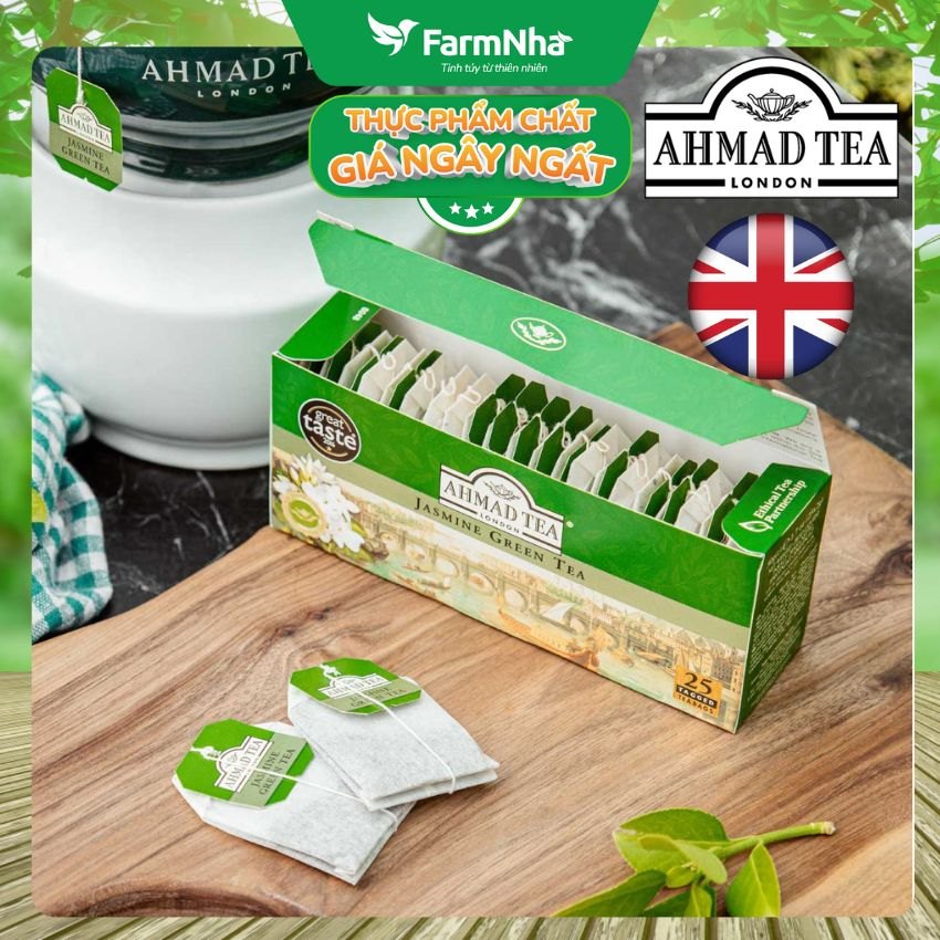 (Combo 3) Trà Ahmad Jasmine Green Tea 25 túix2g Túi lọc - Hương Hoa Nhài Thanh Khiết, Dịu Nhẹ