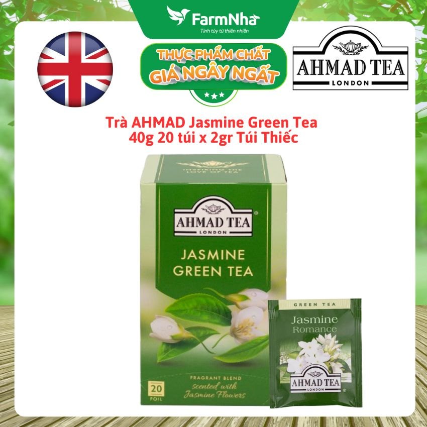 Trà Ahmad Jasmine Green Tea 20túix2g Túi Thiếc - Hương Hoa Nhài Thanh Khiết, Dịu Nhẹ