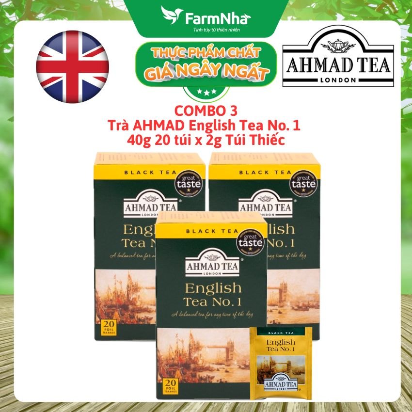 (Combo 3) Trà Ahmad English Tea No.1 40g 20 túix2g Túi Thiếc – Hương Vị Trà Đẳng Cấp Anh Quốc