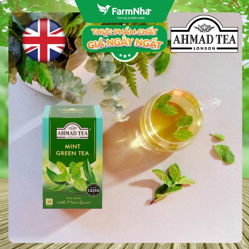 (Combo 2) Trà Ahmad Mint Green Tea 40g 20x2g Túi Thiếc – Hương Vị Tươi Mát, Sảng Khoái