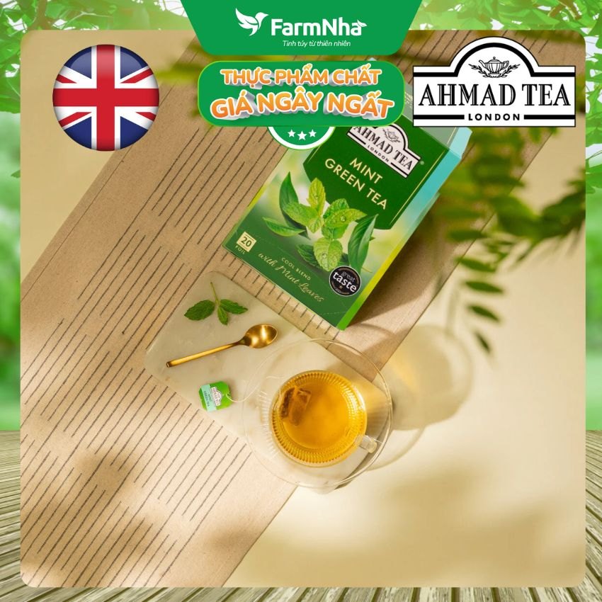 Trà Ahmad Mint Green Tea 40g 20x2g Túi Thiếc – Hương Vị Tươi Mát, Sảng Khoái