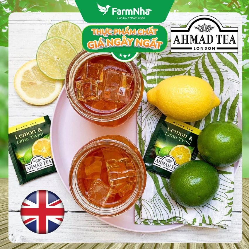 (Combo 3) Trà Ahmad Lemon & Lime Twist Tea 40g 20túi x 2g Túi Thiếc – Hương Vị Chanh & Chanh Lá Sảng Khoái