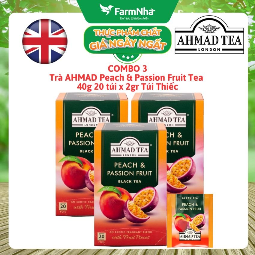 (Combo 3) Trà Ahmad Peach & Passion Fruit Tea – Hương Đào & Chanh Dây Thơm Ngon