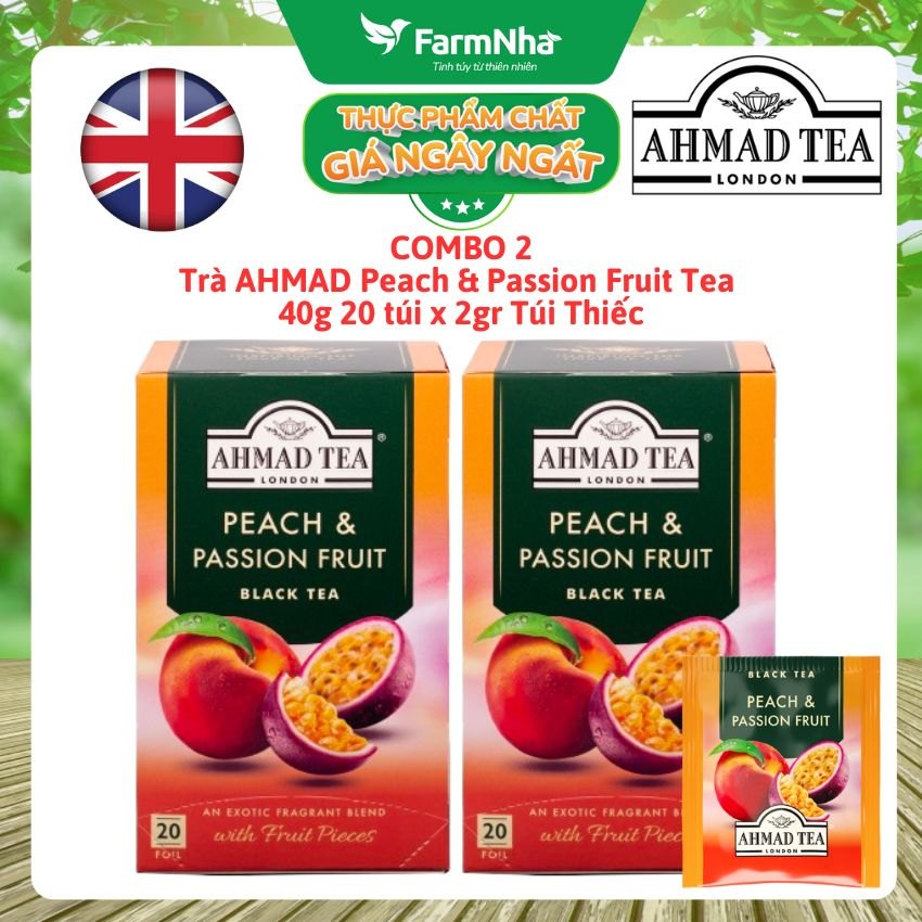 (Combo 2) Trà Ahmad Peach & Passion Fruit Tea – Hương Đào & Chanh Dây Thơm Ngon